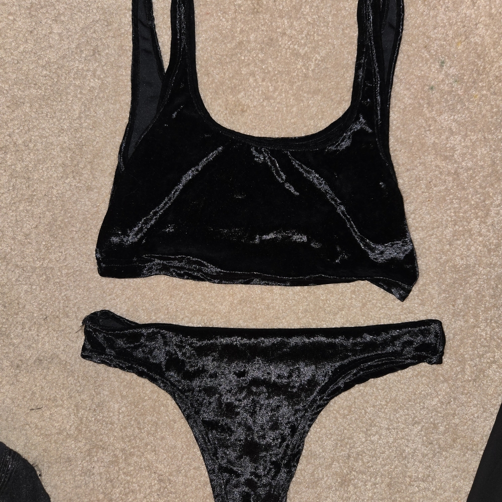 Womens Size Medium Sexy Black and Purple Intimates Langerie Babydoll Set - Picture 5 of 13